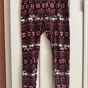 Womenswear Festive Reindeer Leggings - Maroon
